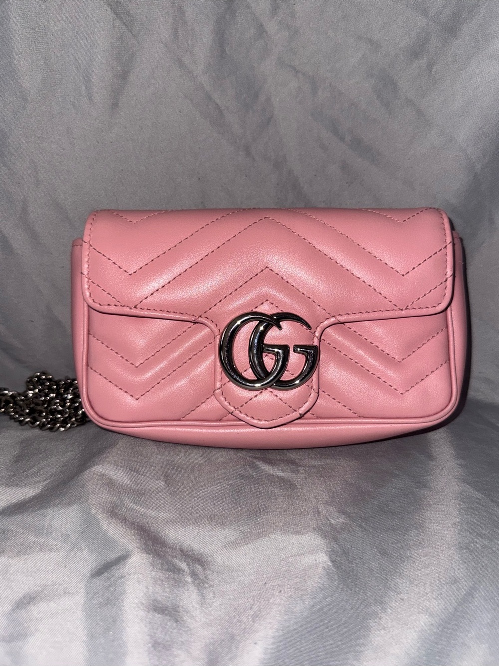 Gucci Pink Chevron Mini Shoulder Bag with Double G